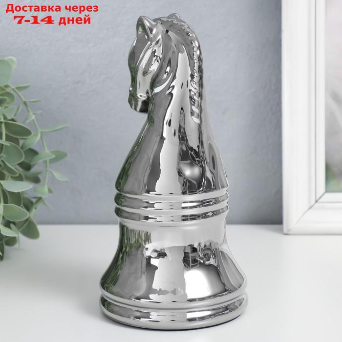 Сувенир керамика "Шахматная фигура. Конь" серебро 20,5х10х10 см - фото 2 - id-p227128336