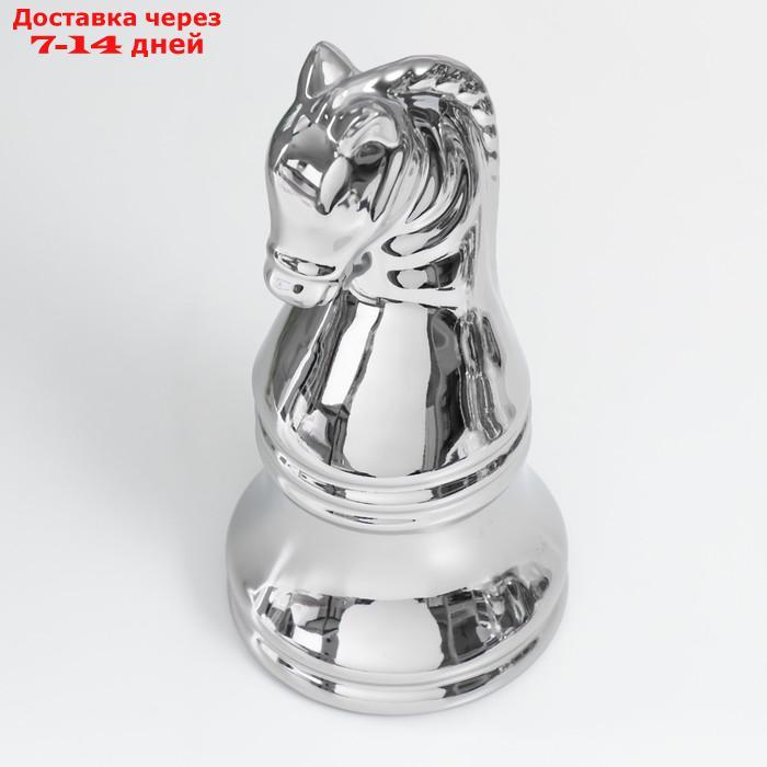 Сувенир керамика "Шахматная фигура. Конь" серебро 20,5х10х10 см - фото 5 - id-p227128336