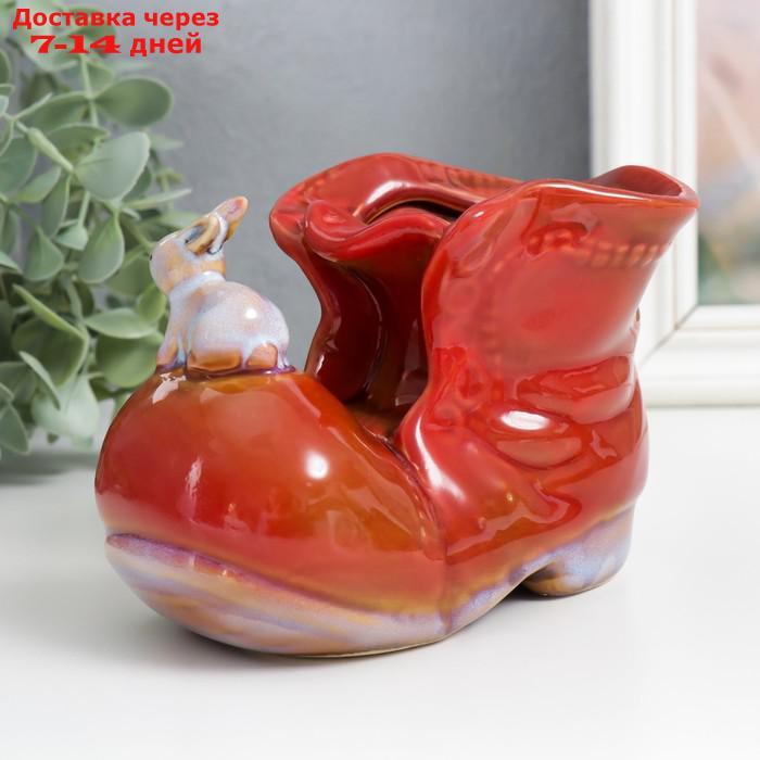 Сувенир керамика "Ботинок с зайчиком" красный 7х13,5х9,5 см - фото 6 - id-p227130355