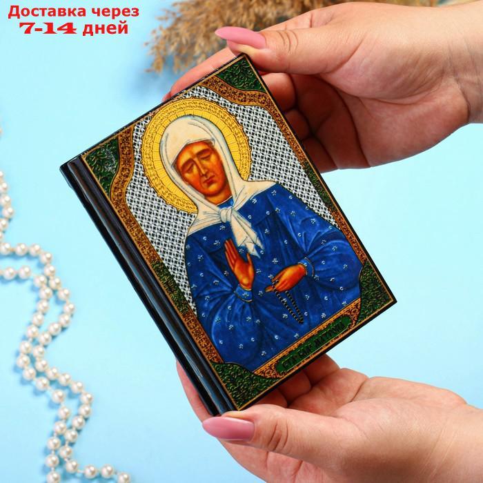 Шкатулка "Матрона Московская" 10×14 см, лаковая миниатюра - фото 3 - id-p227117305