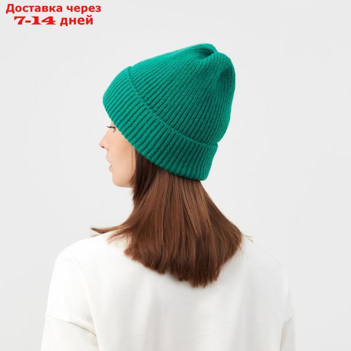 Шапка женская MINAKU с отворотом, размер 54-56, цвет зелёный - фото 2 - id-p227116156