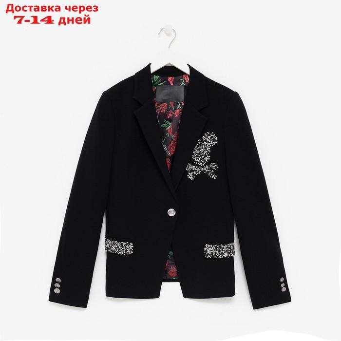 Пиджак для девочки, цвет черный, 134-140 см (38)