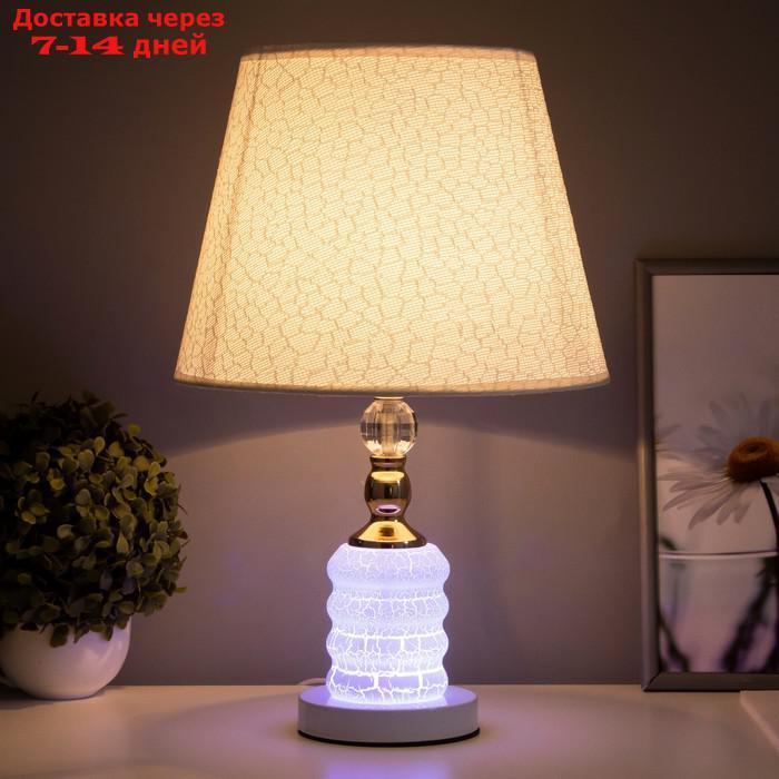 Лампа настольная 16138/1 E27 40Вт+LED подсветка бело-золотой 28х28х45 см - фото 2 - id-p227106003