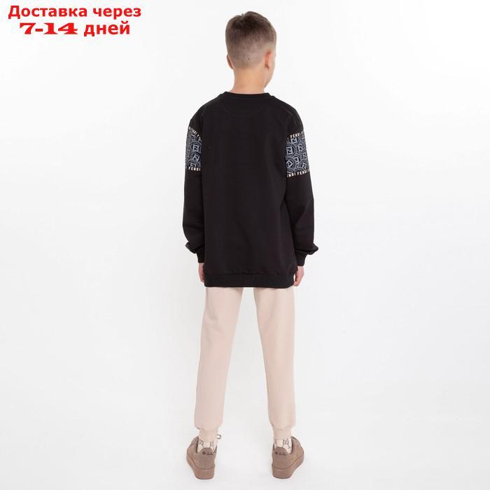 Комплект детский (свитшот, брюки), цвет чёрный/молочный, рост 134 см - фото 2 - id-p227126389