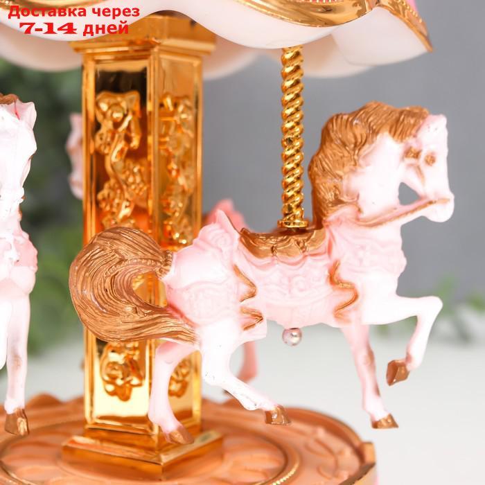 Сувенир музыкальный механический свет "Карусель - лошадки" розовая 12,3х12,3х18 см - фото 4 - id-p227117318