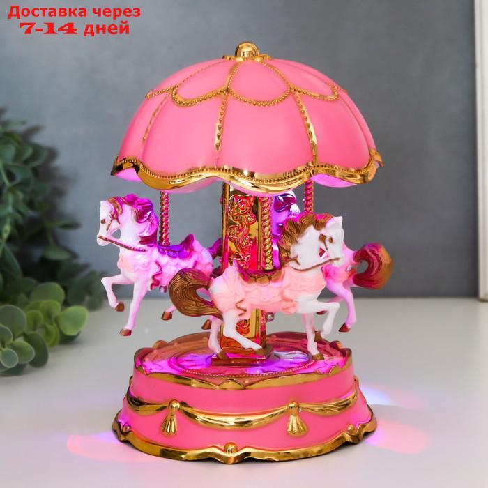 Сувенир музыкальный механический свет "Карусель - лошадки" розовая 12,3х12,3х18 см - фото 7 - id-p227117318