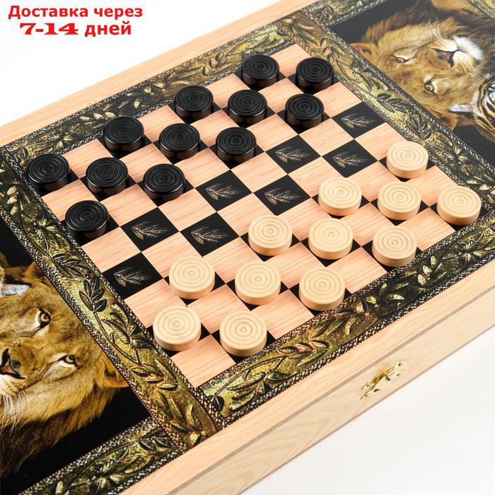 Нарды "Лев и тигр", деревянная доска 50 х 50 см, с полем для игры в шашки - фото 9 - id-p227127416