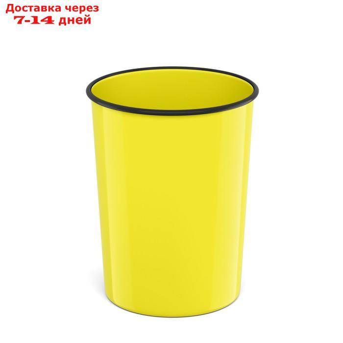 Корзина для бумаг и мусора 13.5 литров ErichKrause Neon Solid, литая, жёлтая - фото 1 - id-p227124409