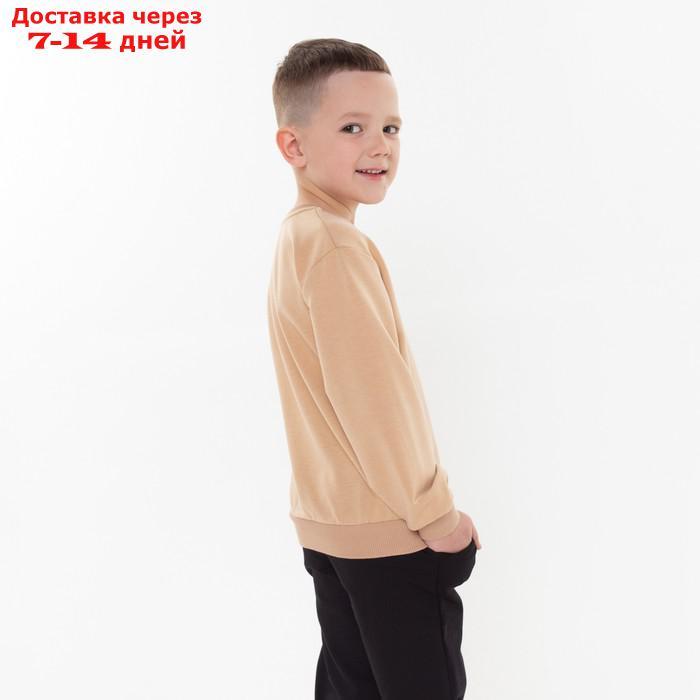 Комплект детский (свитшот, брюки), цвет бежевый/чёрный, рост 146 см - фото 3 - id-p227126398