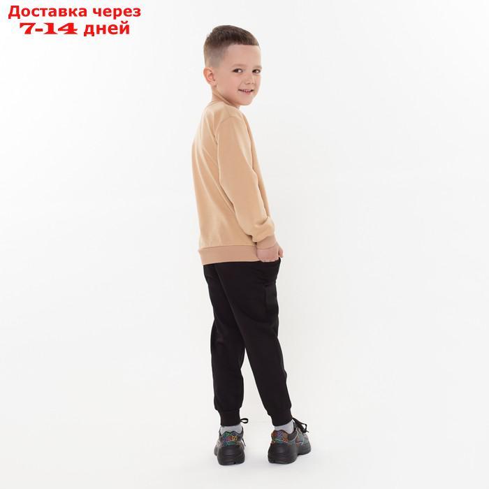 Комплект детский (свитшот, брюки), цвет бежевый/чёрный, рост 146 см - фото 4 - id-p227126398
