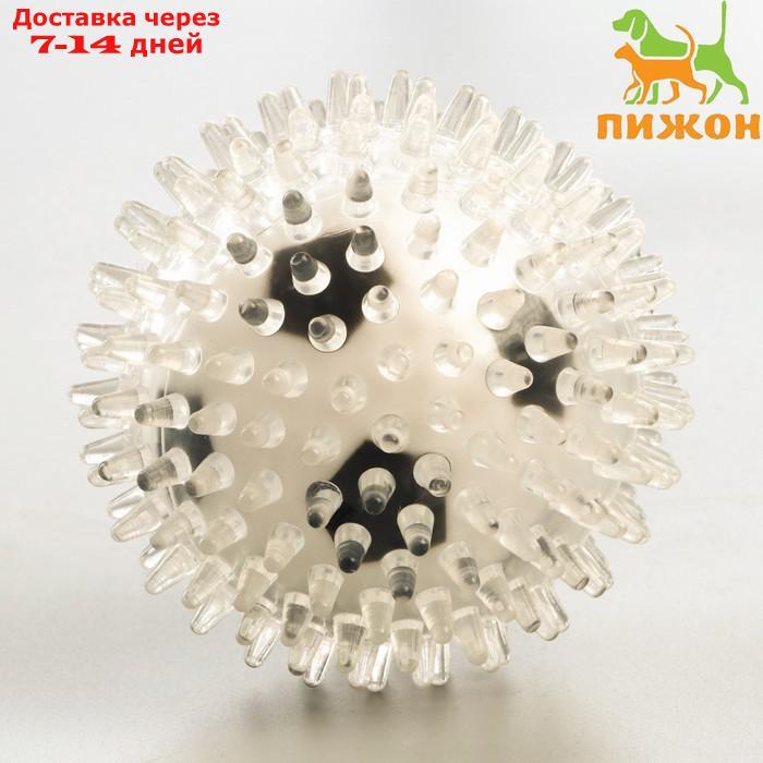 Игрушка для собак "Мяч футбол 2 в 1", TPR+винил, 9,5 см, прозрачная/чёрная/белая - фото 1 - id-p227115072