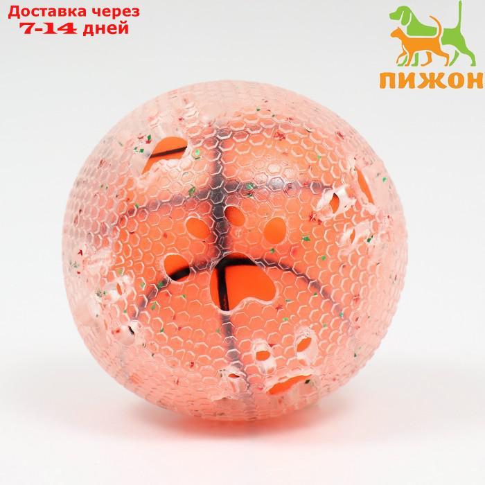 Игрушка для собак "Мяч баскетбол-лапки 2 в 1", TPR+винил, 7,5 см, прозрачная/коричневая