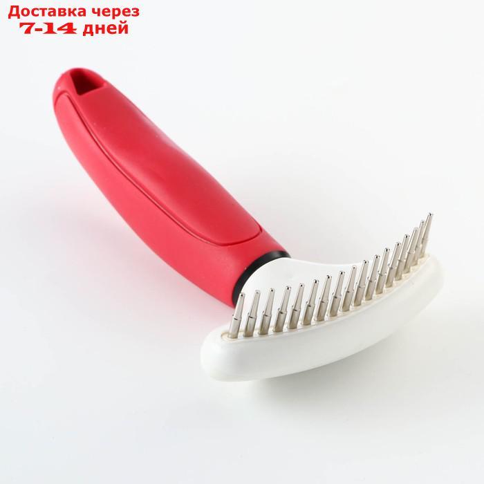 Расчёска для шерсти с вращающимися зубчиками Пижон Premium, 9,5 х 17 см, красная - фото 2 - id-p227115074