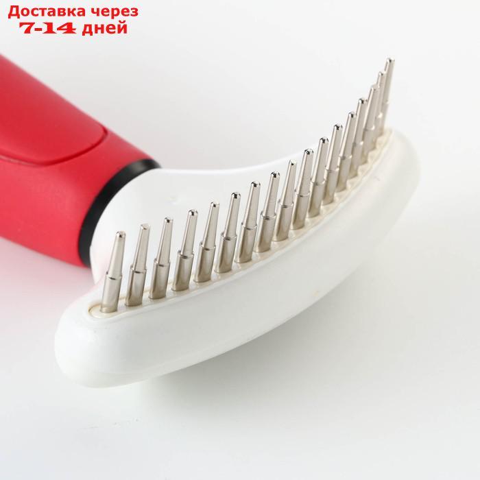 Расчёска для шерсти с вращающимися зубчиками Пижон Premium, 9,5 х 17 см, красная - фото 3 - id-p227115074