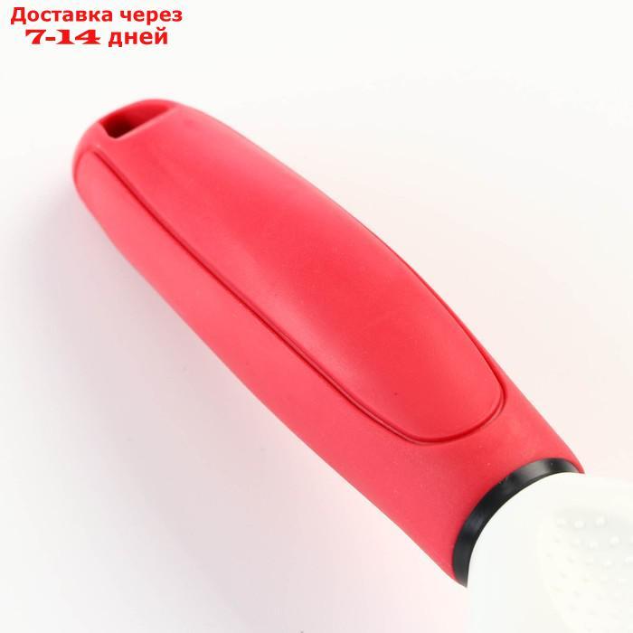 Расчёска для шерсти с вращающимися зубчиками Пижон Premium, 9,5 х 17 см, красная - фото 4 - id-p227115074