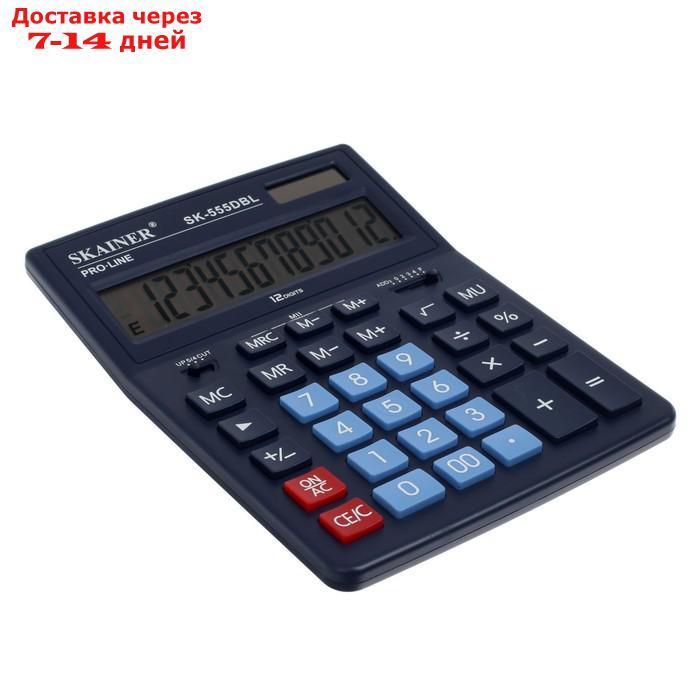 Калькулятор настольный большой, 12-разрядный, SKAINER SK-555BL, 2 питание, 2 память, 155 x 205 x 35 мм, синий - фото 3 - id-p227113788