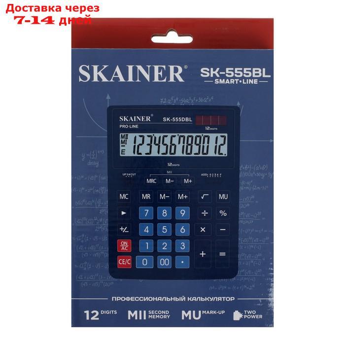 Калькулятор настольный большой, 12-разрядный, SKAINER SK-555BL, 2 питание, 2 память, 155 x 205 x 35 мм, синий - фото 6 - id-p227113788