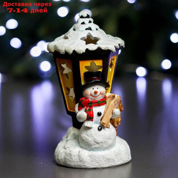 Фигура с подсветкой "Снеговик и фонарь" 10х10х18см - фото 1 - id-p227121106