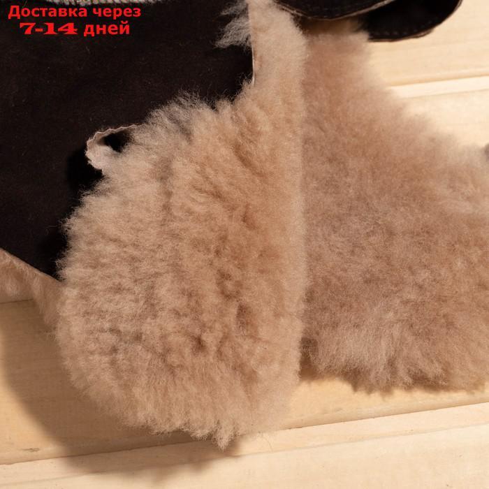 Шапка для бани из овчины "Будёновка" скорняжный шов, коричневый - фото 6 - id-p227122248