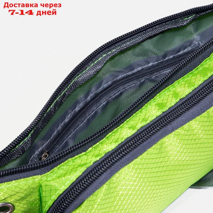 Поясная сумка, 28*6*12, отд на молнии, н/карман, зеленый - фото 6 - id-p227116187