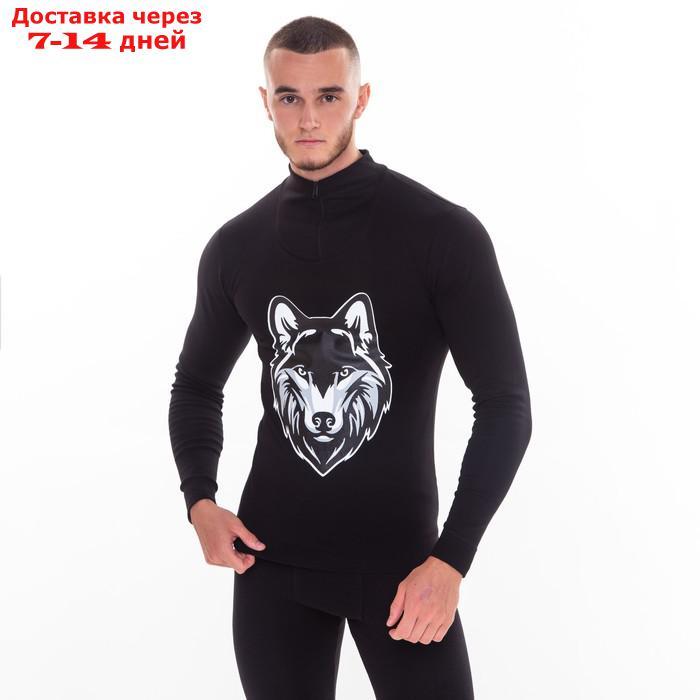 Термобельё мужское (джемпер, кальсоны) принт волк, цвет чёрный, размер 48 - фото 4 - id-p227119811