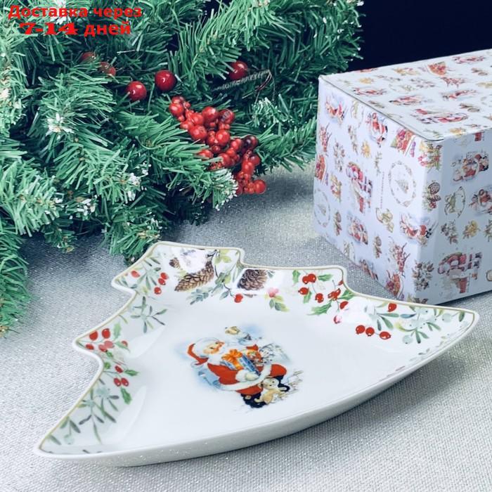 Блюдо в подарочной упаковке, принт новогодний, 25,5х21 см - фото 1 - id-p227130444