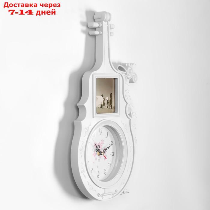 Часы настенные с фоторамкой "Гитара", дискретный ход,1АА, часы d=14 см, 34 х 47 см - фото 2 - id-p227129484