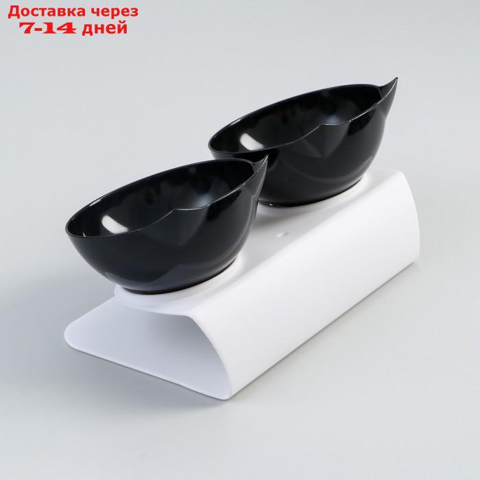 Миски пластиковые на белой подставке 27,5 х 14 х 15 см чёрная/черная - фото 4 - id-p227117395