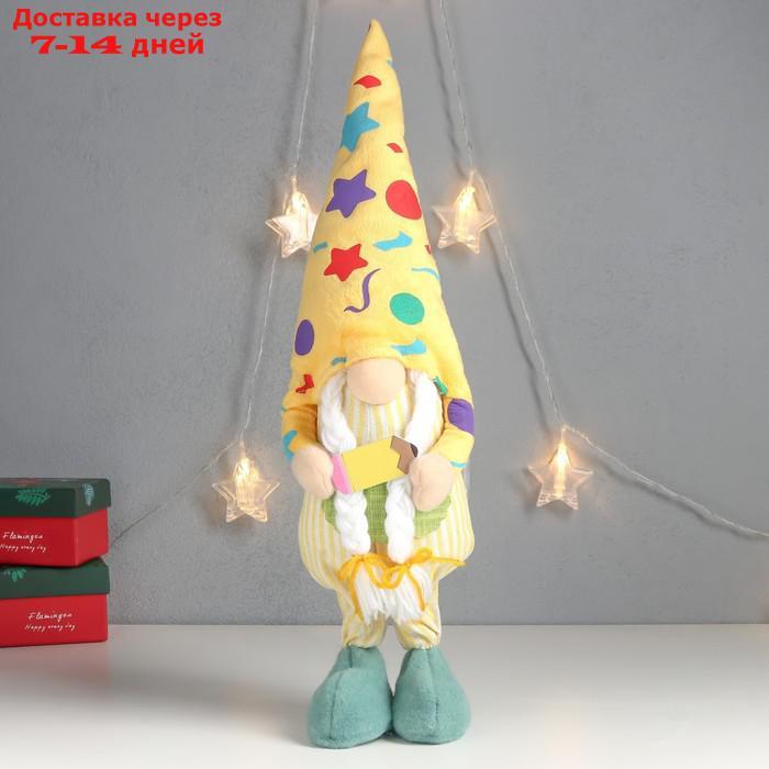Кукла интерьерная свет "Бабусечка в ярком наряде, с карандашом" 52х13х12 см - фото 2 - id-p227119935