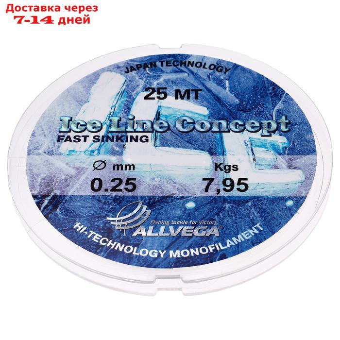 Леска монофильная ALLVEGA "Ice Line Concept", 25 м, 0,25 мм (7,95 кг), прозрачная - фото 1 - id-p227125473
