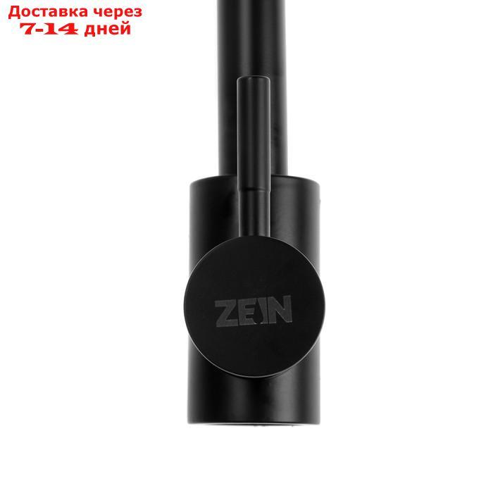 Смеситель для раковины ZEIN Z2508, короткий излив, картридж 40 мм, нержав сталь, черный - фото 3 - id-p227130497