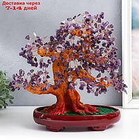 Сувенир бонсай "Денежное дерево с фиолетовыми камушками" 450 камней 32х17х27 см