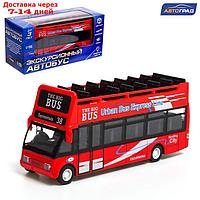 Автобус металлический "Экскурсионный", инерционный, световые и звуковые эффекты, цвет красный
