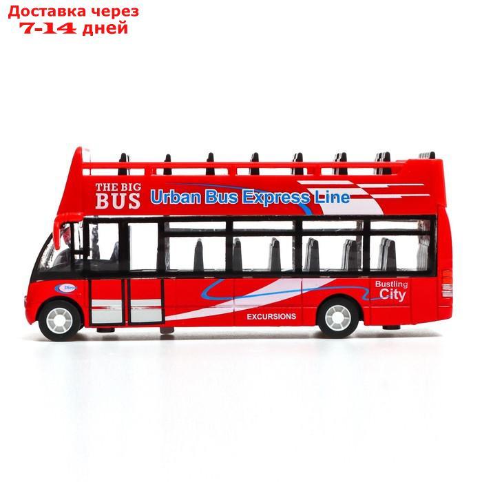 Автобус металлический "Экскурсионный", инерционный, световые и звуковые эффекты, цвет красный - фото 2 - id-p227130577