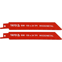 Пилки для сабельной пилы BI-METAL 150мм 24TPI (2шт) "Yato" YT-33932