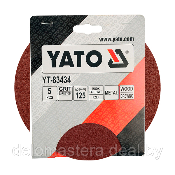 Круг шлифовальный 125мм Р100 (5шт) "Yato" YT-83434 - фото 1 - id-p227183005