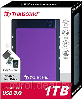 Внешний жесткий диск Transcend StoreJet 25H3P 1Tb (TS1TSJ25H3P) - фото 3 - id-p227187534