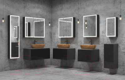 Шкаф с зеркалом для ванной Континент Mirror Box Black Led 35х65 - фото 10 - id-p225546907