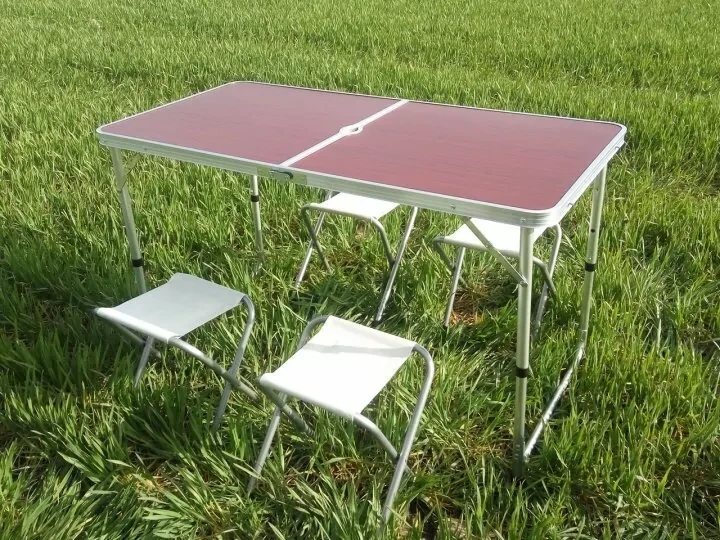 Раскладной стол для пикника и 4 стула FOLDING TABLE (коричневый) - фото 7 - id-p154606420