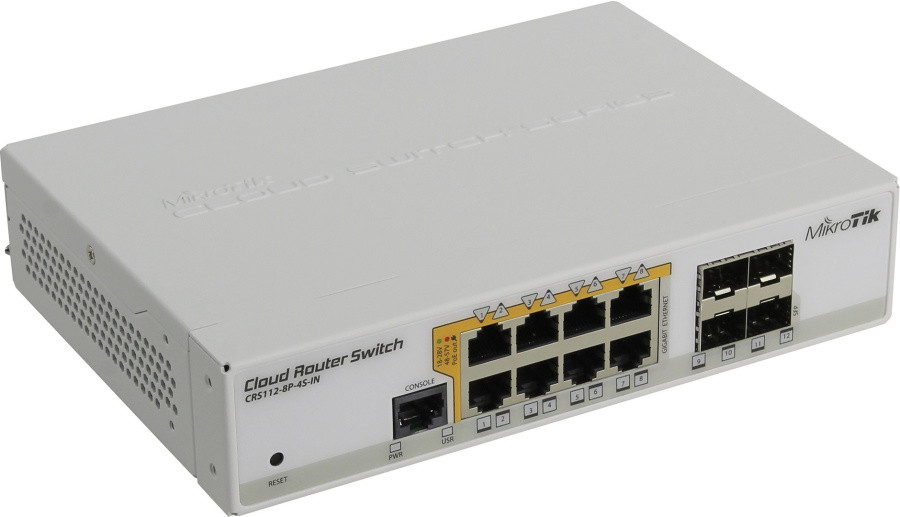Коммутатор MikroTik CRS112-8P-4S-IN Cloud Router Switch (8UTP/WAN 1000Mbps + 4SFP) - фото 1 - id-p211089975