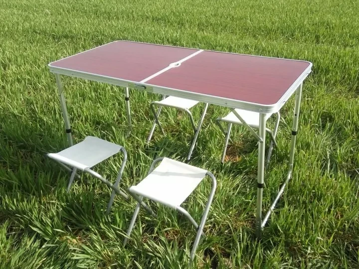 Раскладной стол для пикника и 4 стула FOLDING TABLE (коричневый) - фото 7 - id-p154667273