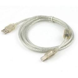 Cablexpert Кабель USB 2.0 Pro, AM/BM, 3м, экран, 2 феррит.кольца, прозрачный (CCF-USB2-AMBM-TR-10) - фото 1 - id-p227194757