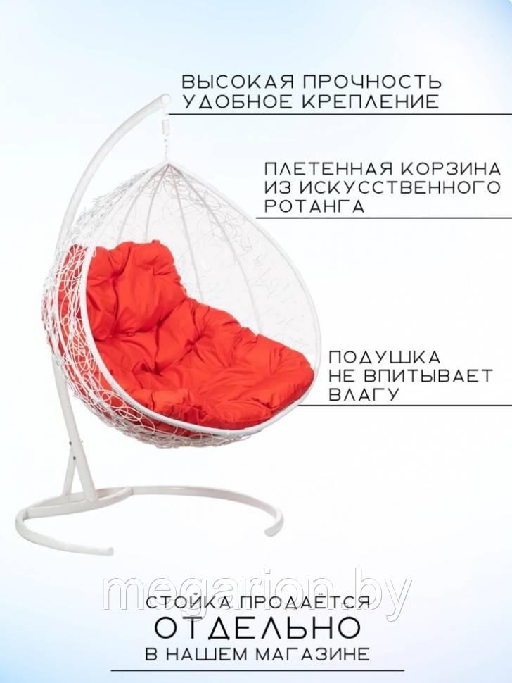 Двойное подвесное кресло Gemini promo White без стойки, Красная подушка - фото 3 - id-p227195781