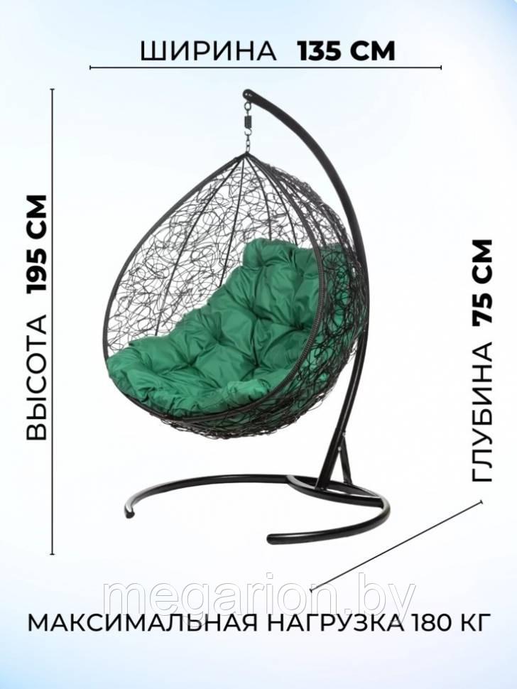 Двойное подвесное кресло Gemini promo black со стойкой, Зеленая подушка - фото 2 - id-p227195785