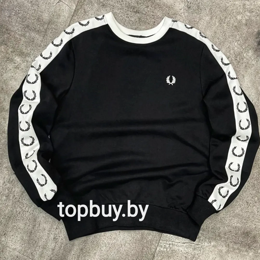 Свитшот Fred Perry с лампасами, чёрный.