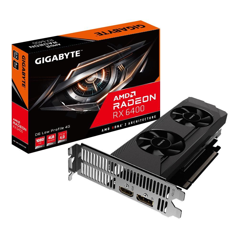 Видеокарта Gigabyte PCI-E 4.0 GV-R64D6-4GL AMD Radeon RX 6400 4096Mb 64 GDDR6 2039/16000 HDMIx1 DPx1 HDCP Ret - фото 1 - id-p227196004