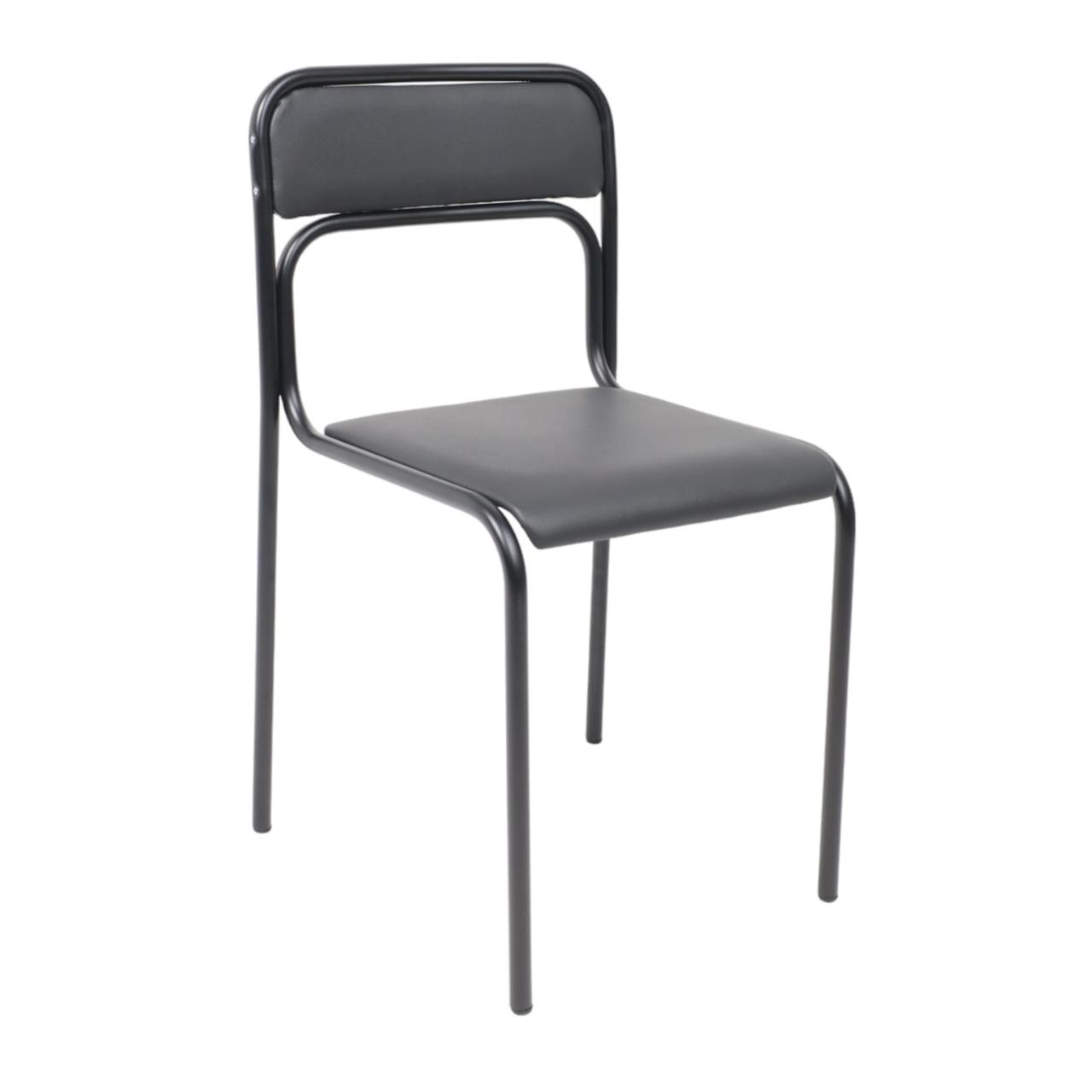 Стул на раме ASCONA BLACK V-4, кожзам, черный