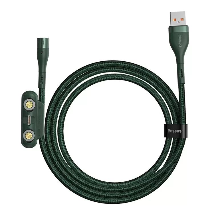 Кабель Baseus Zinc Magnetic USB - Micro USB+Lightning+Type-C 5А 1м Зеленый - фото 2 - id-p226740886