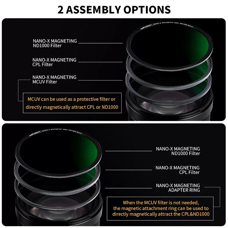Комплект светофильтров K&F Concept 3 in 1 magnetic (MCUV+CPL+ND1000) 67мм - фото 7 - id-p226745183