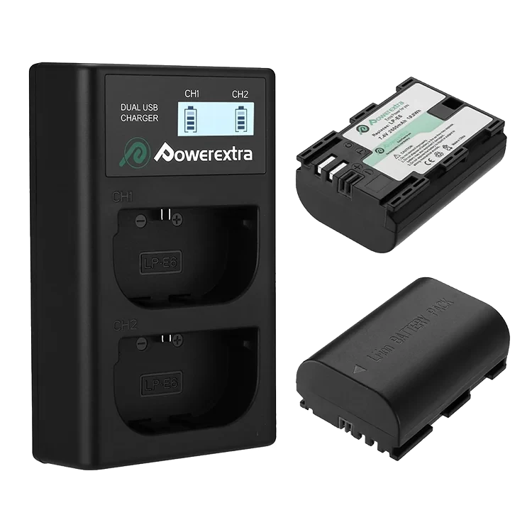 2 аккумулятора LP-E6 + зарядное устройство Powerextra CO-7132 - фото 1 - id-p226743510
